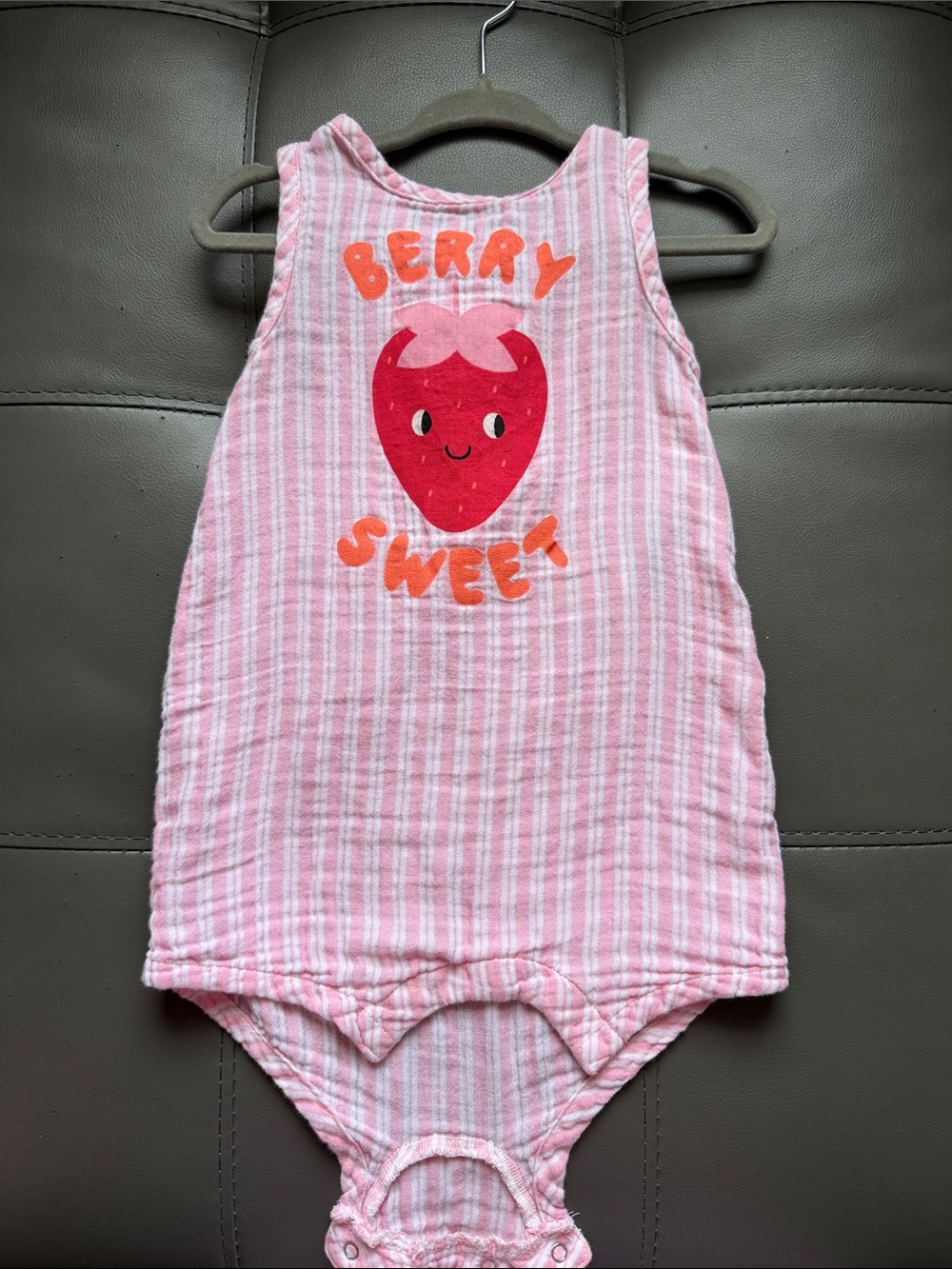 Old Navy Pink Striped 'Berry Sweet' One-Piece Bodysuit